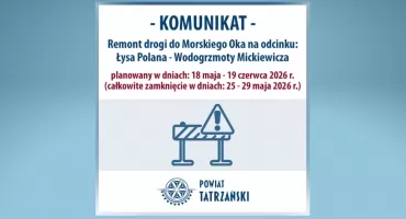 Remont drogi do Morskiego Oka. Przez kilka dni szlak będzie całkowicie zamknięty
