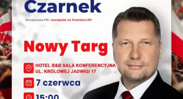 Zmiana miejsca spotkania z Przemysławem Czarnkiem w Nowym Targu - polityk PIS spotka się z mieszkańcami Podhala w Hotelu B&B