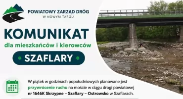 W piątek otworzą most w Szaflarach. Kierowcy wrócą na trasę, ale utrudnienia pozostaną
