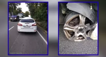 Koło odpadło podczas jazdy. Ford zderzył się z autokarem w Białym Dunajcu