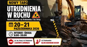 Utrudnienia w Nowym Targu. Dwie ulice zostaną zamknięte na czas prac drogowych